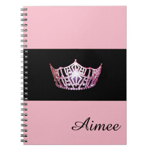 Miss America Pink Crown Notebook- Custom Name Spiral Notebook