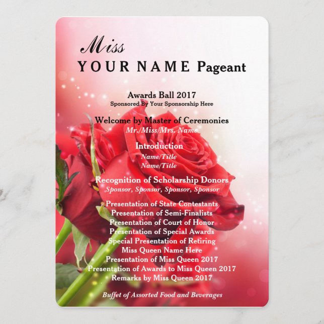 Miss America Red Rose Pageant Awards Ball Program Programme (Front)