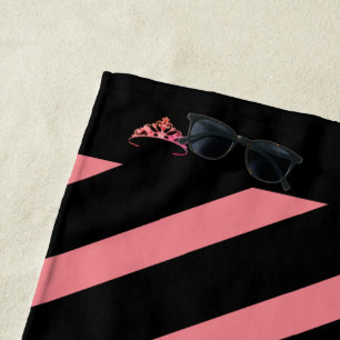 Miss America Rodeo Coral Stripe Crown Beach Towel
