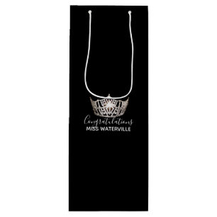 Miss America Silver Crown Gift Bag-Tall Slender Wine Gift Bag