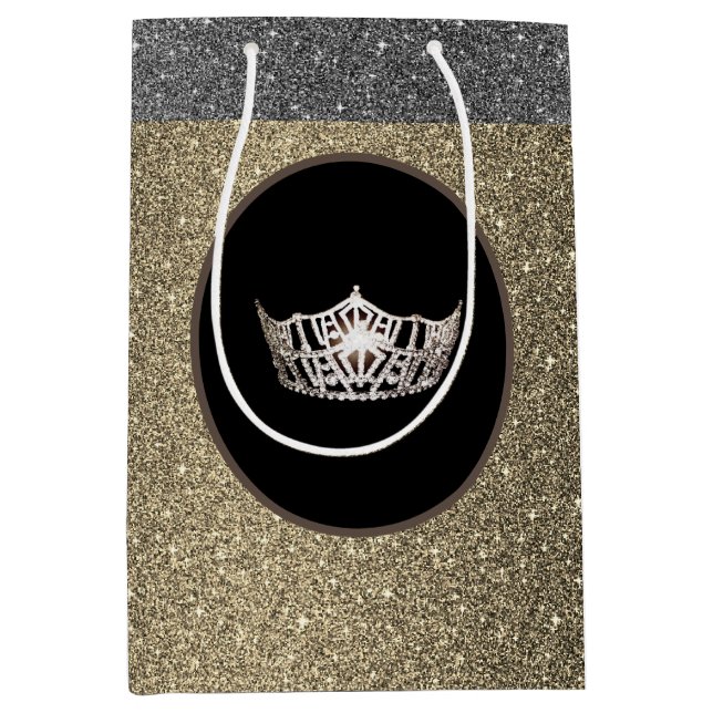 Miss America Silver Crown Gold FX GlitterGift Bag (Front)