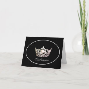 Miss America Silver Crown Note Card-Black Thank You Card