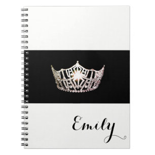 Miss America Silver Crown Notebook- Custom Name Spiral Notebook