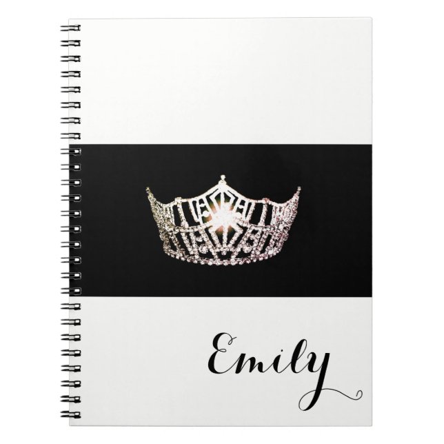 Miss America Silver Crown Notebook- Custom Name Spiral Notebook (Front)