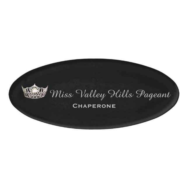 Miss America Silver Crown Oval Name Tag (Front)