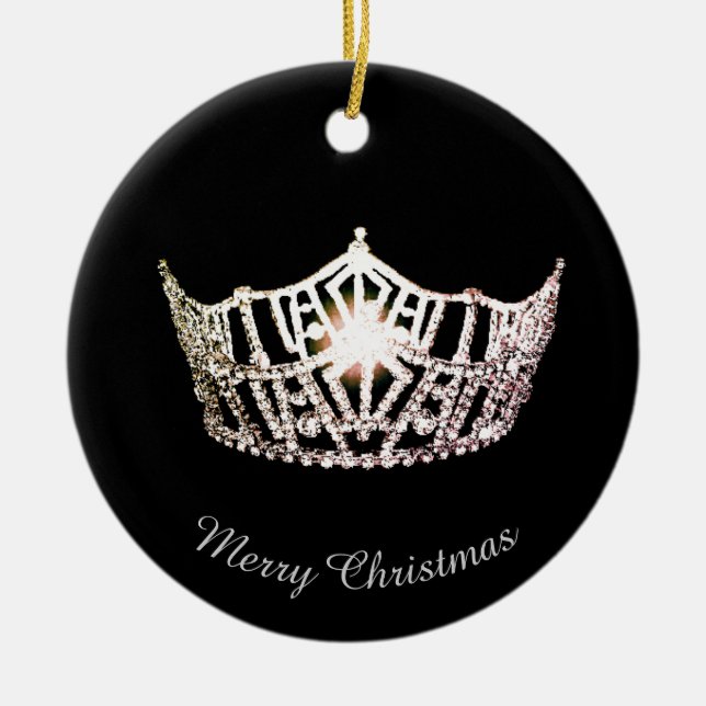 Miss America Silver Crown Round Ornament (Front)