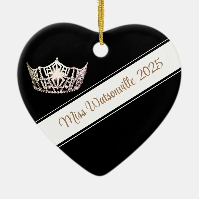 Miss America Silver Crown & Sash Ornament (Front)
