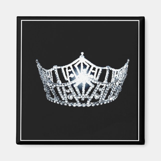 Miss America Silver Crown Square Magnet (Front)