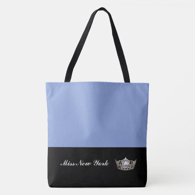 Miss America Silver Crown Tote Bag-Large Blue (Front)