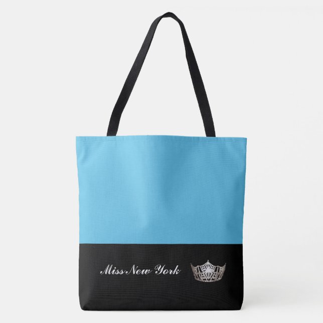 Miss America Silver Crown Tote Bag-Large Blue (Front)