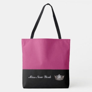 Miss America Silver Crown Tote Bag-Large Fuchsia Bag
