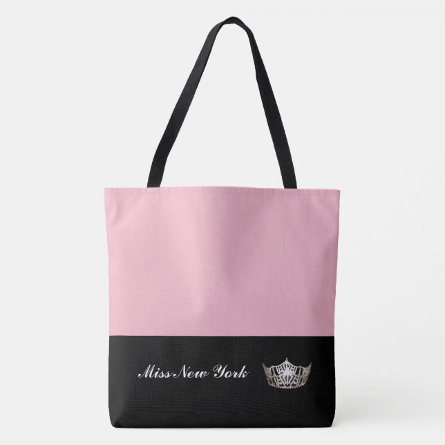 Miss America Silver Crown Tote Bag-Large Pink (Front)