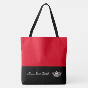 Miss America Silver Crown Tote Bag-Large Red Bag