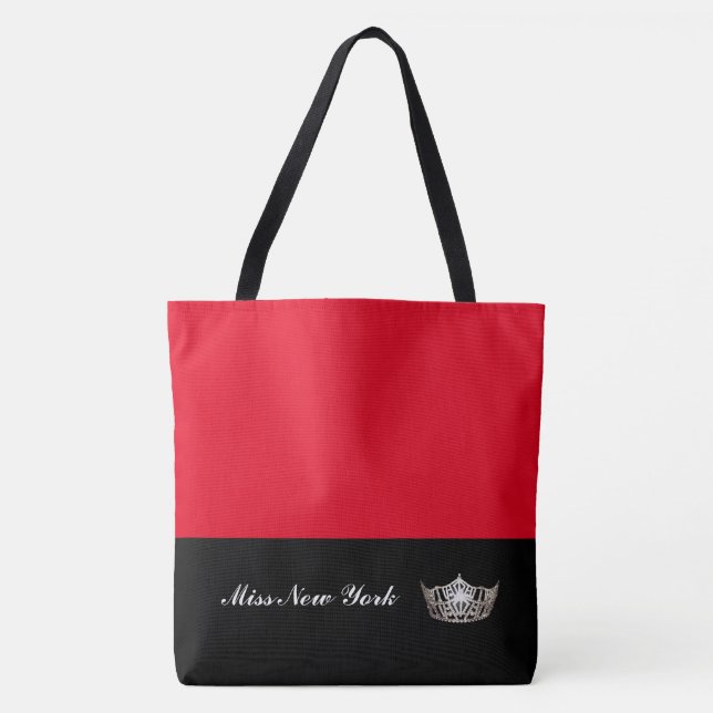 Miss America Silver Crown Tote Bag-Large Red Bag (Front)