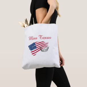 Miss America Silver Crown Tote Bag-Large US Flag Bag
