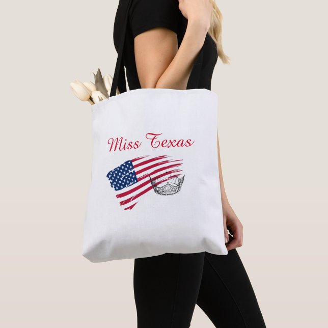 Miss America Silver Crown Tote Bag-Large US Flag Bag (Close Up)
