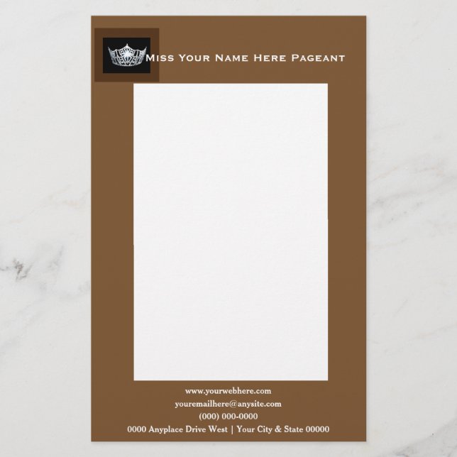 Miss America style Bold Boxes Custom Letterhead (Front)