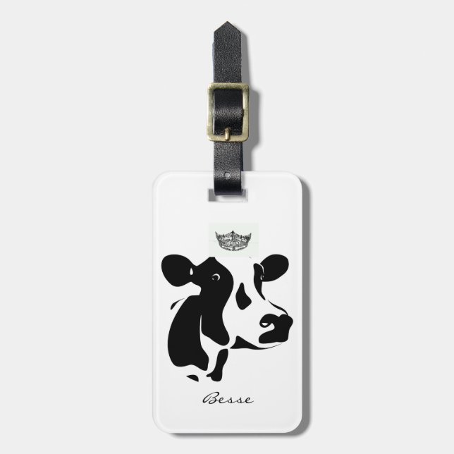 Miss America style Cow Crown Luggage Tag (Front Vertical)