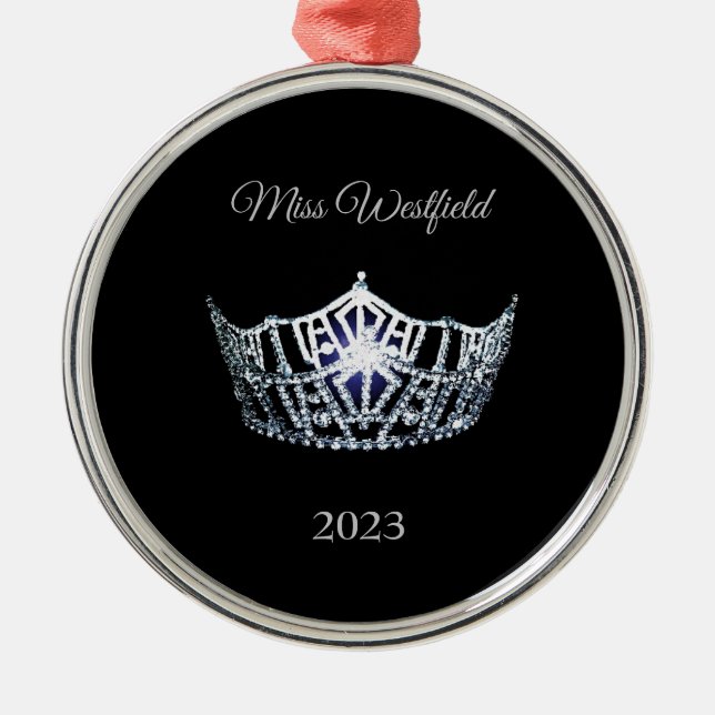 Miss America style Crown Christmas Ornament (Front)