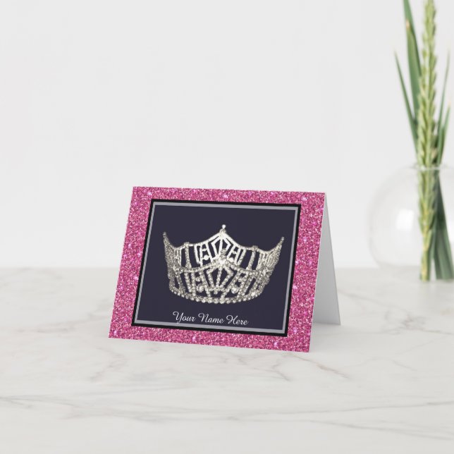 Miss America style Crown Custom Note Card (Front)