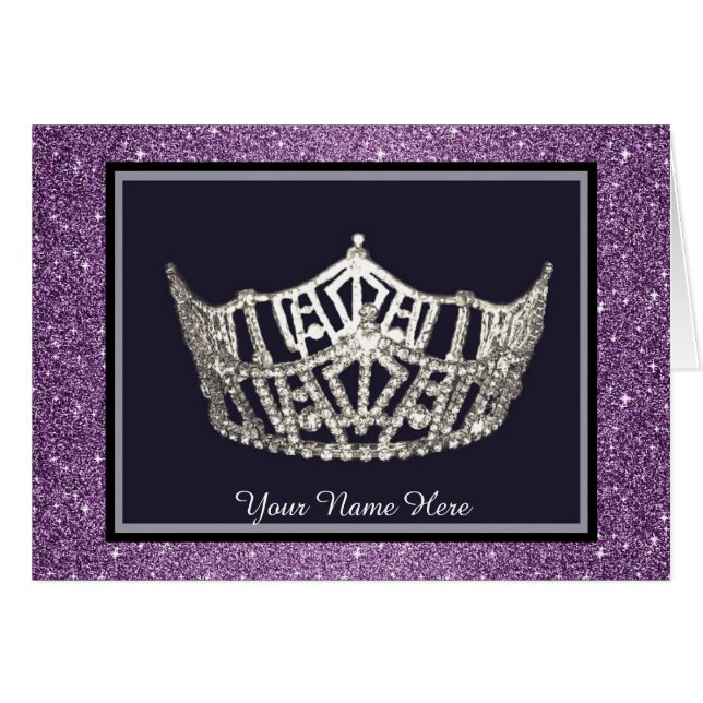 Miss America style Crown Custom Note Card (Front Horizontal)