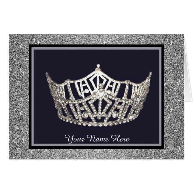 Miss America style Crown Custom Note Card (Front Horizontal)