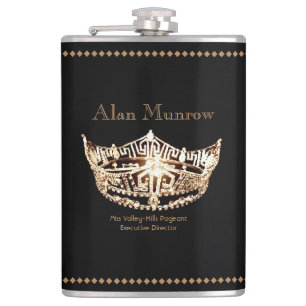 Miss America style Crown Flask Custom Name