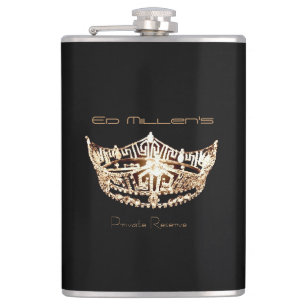 Miss America style Crown Flask Custom Name