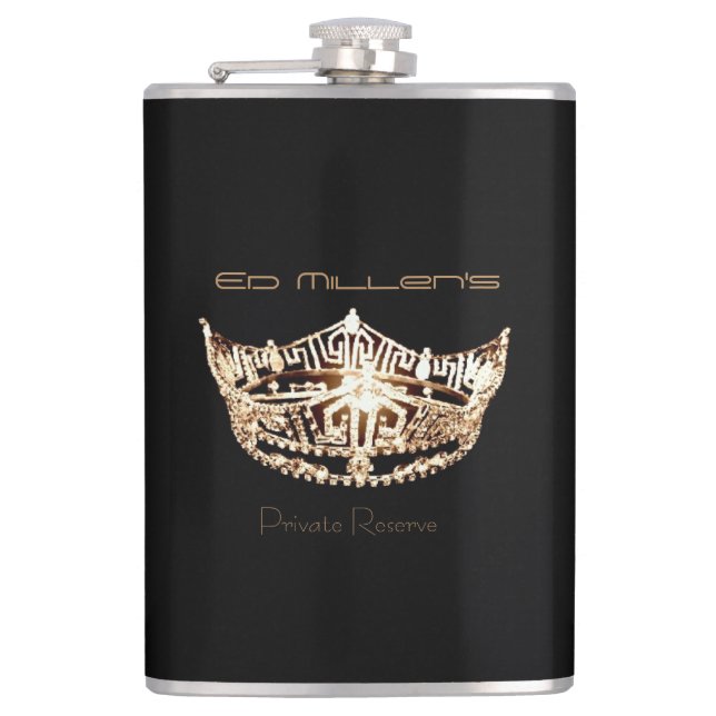 Miss America style Crown Flask Custom Name (Front)