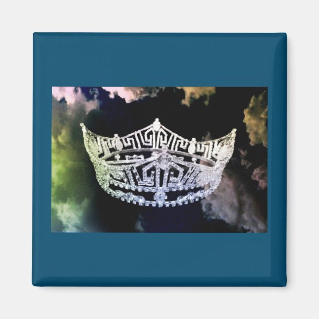 Miss America style Crown Magnate Coloured Clouds Magnet (Front)