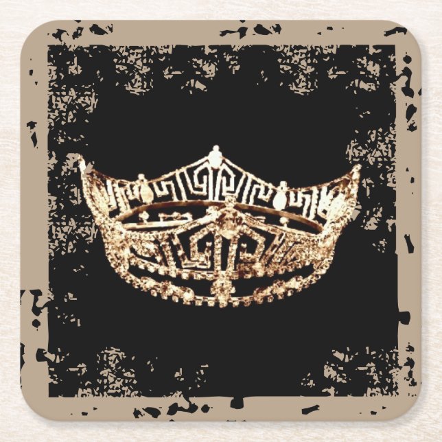 Miss America style Crown  Scruffed Coasters (Front)