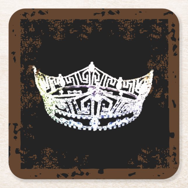 Miss America style Crown  Scruffed Coasters (Front)
