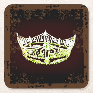 Miss America style Crown Scruffed Coasters