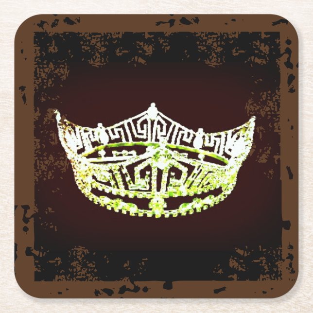 Miss America style Crown  Scruffed Coasters (Front)