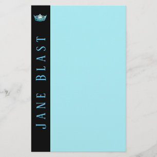 Miss America style Crown Stationery-Turquoise/Wht Stationery