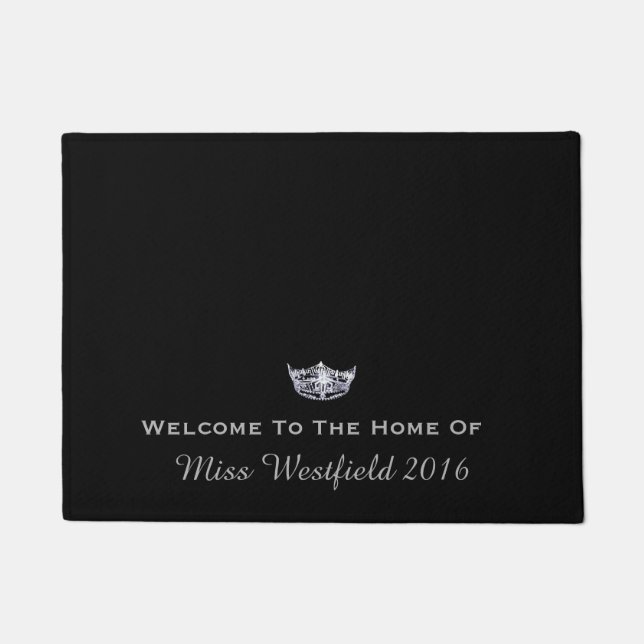Miss America style Crown Welcome Custom Door Mat (Front)