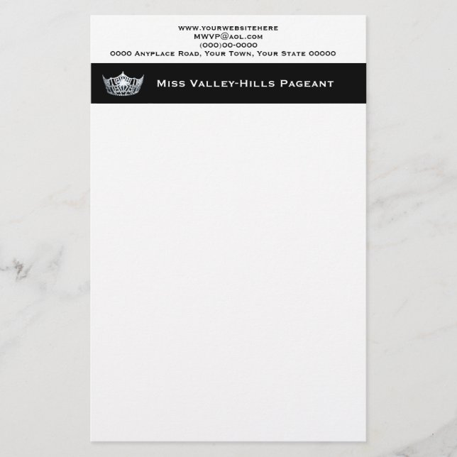 Miss America style Custom Letterhead (Front)