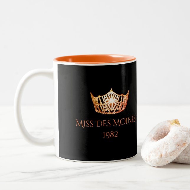 Miss America style Custom Name Orange Crown  Mug (With Donut)