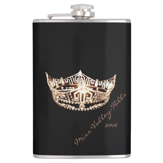 Miss America style Custom Signature Crown Flask (Front)