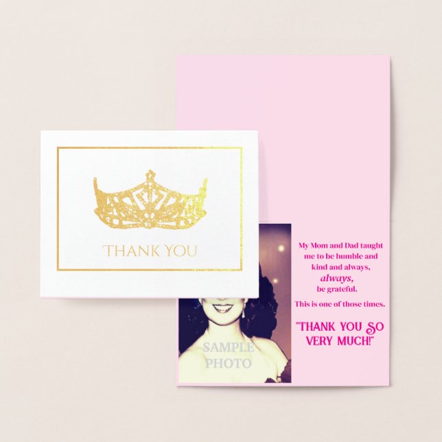 Miss America Style Foil Crown-with Photo Greeting Foil Card (Display)