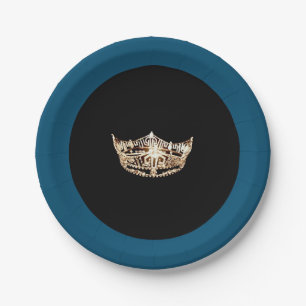 Miss America style Gold Crown 7" Paper Plates