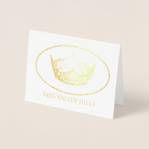 Miss America Style Gold Foil Crown Note Card-Sm Card