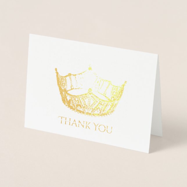 Miss America Style Gold Foil Crown Thank You Card (Front)