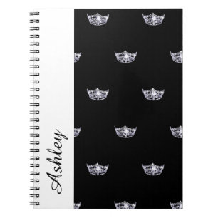 Miss America Style Notebook-Crown & Custom Name Spiral Notebook