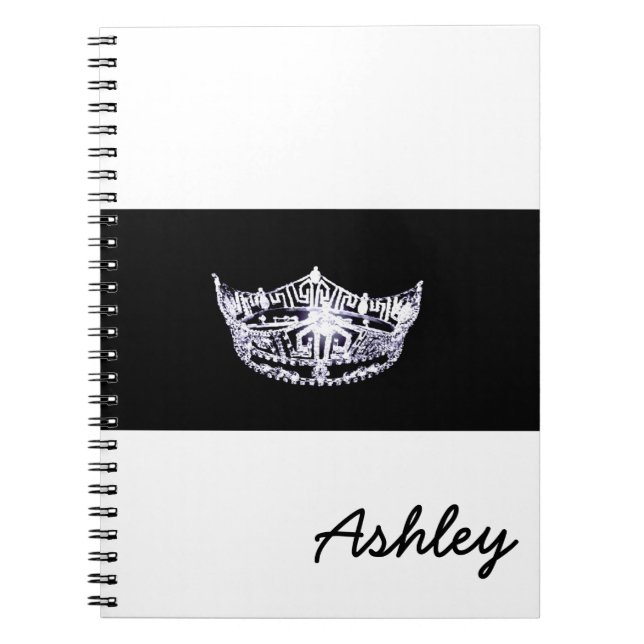 Miss America style Notebook-Crown & Custom Name Spiral Notebook (Front)