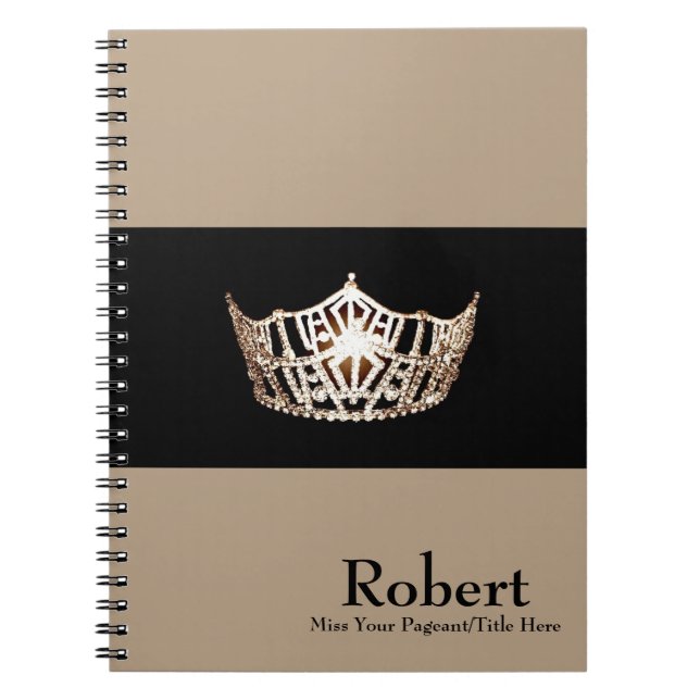 Miss America style Notebook-Crown & Custom Name Spiral Notebook (Front)