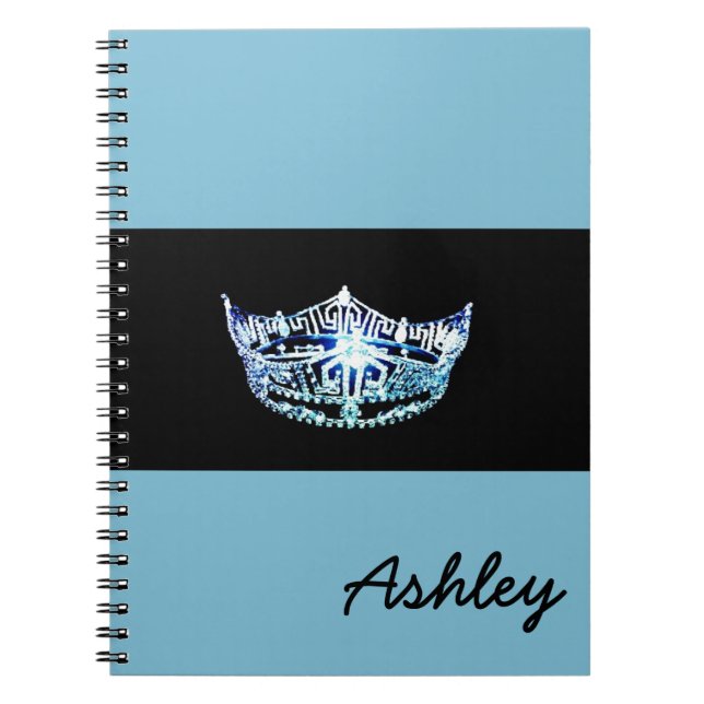 Miss America style Notebook-Crown & Custom Name Spiral Notebook (Front)