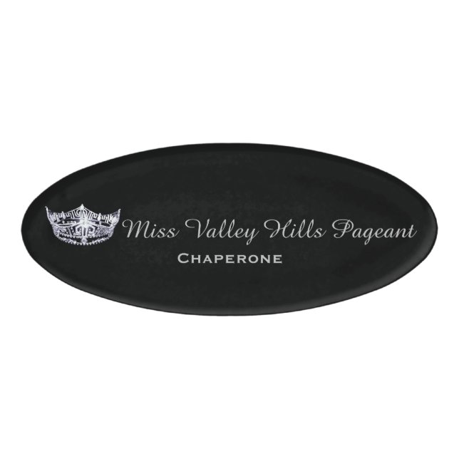 Miss America Style Oval Custom Name Tag (Front)