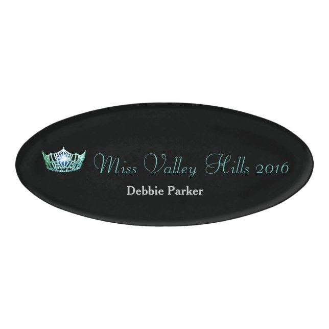 Miss America Style Oval Custom Name Tag (Front)