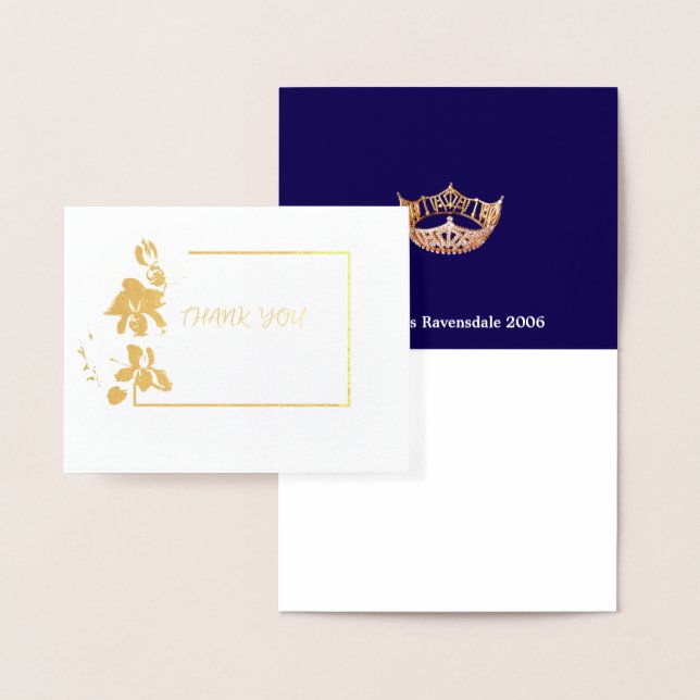 Miss America Style Pageant Crown Orchid Thank  You Foil Card (Display)